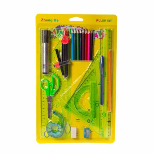 Estuche Geometrico completo + lapices de color 14pcs