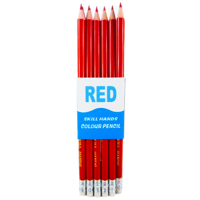 Lapiz Rojo Skill Hands + Goma 12pcs