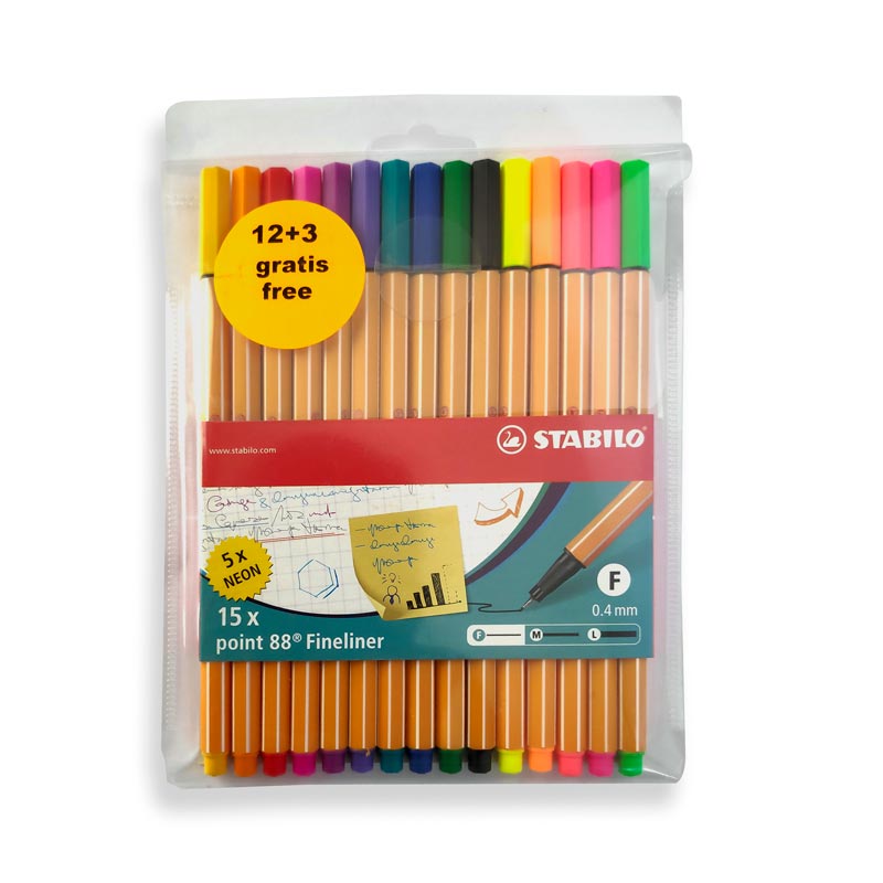 Micropunta point 88  de 15 colores diferentes Stabilo