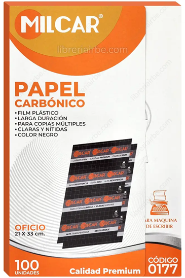 Papel Carbonico Plastificado Film NEGRO MILCAR 100H