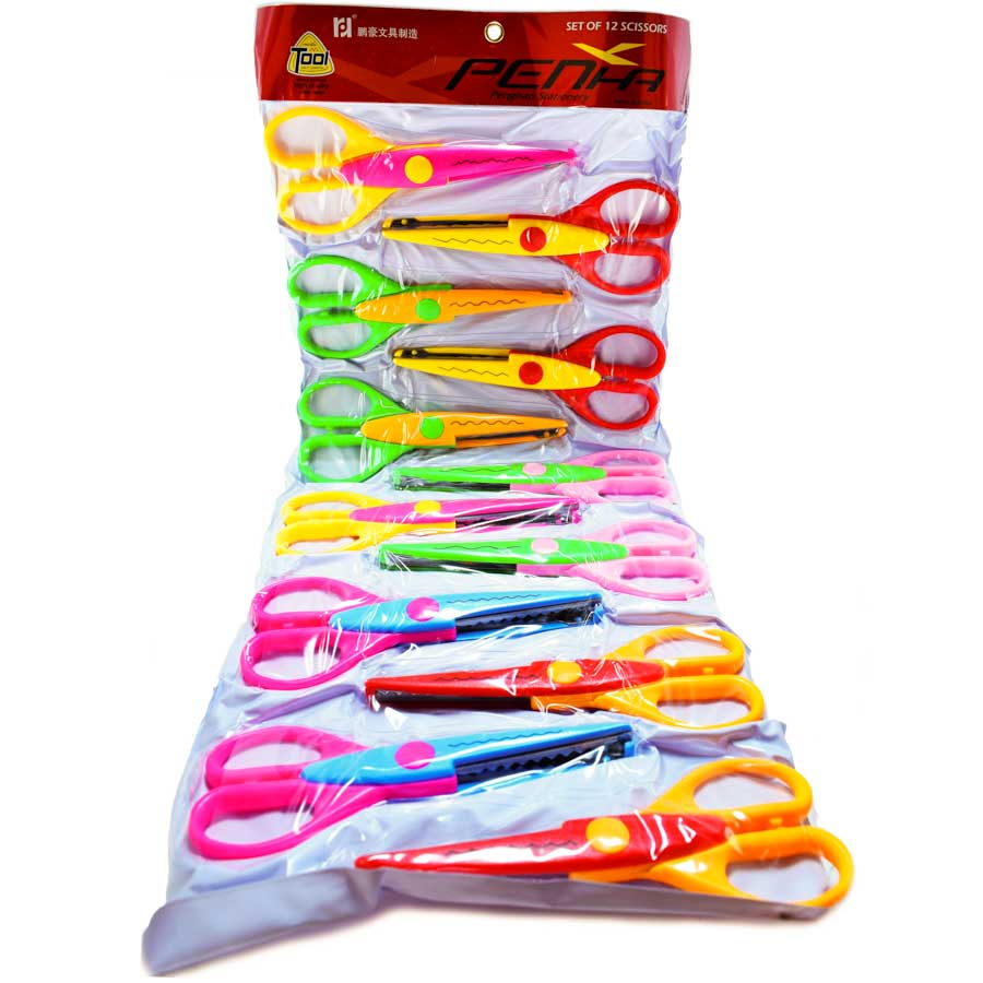 Tijeras Zig Zag 5" Escolar 12 Pcs