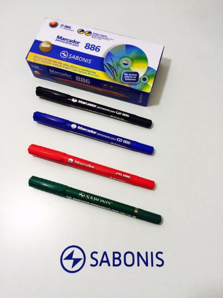 Marcador Indeleble para CD Doble Punta Sabonis 12 Pcs