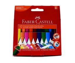 [243012] Crayon Jumbo Faber Castell Grip Borrables 12 colores