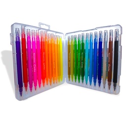 [MK-189-24] Marcador Doble punta pincel Estuche Rigido Marko 24 colores