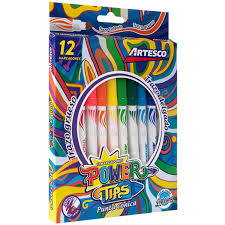 [16979700] Marcador punta bicelado  Artesco  power tips de 12 colores